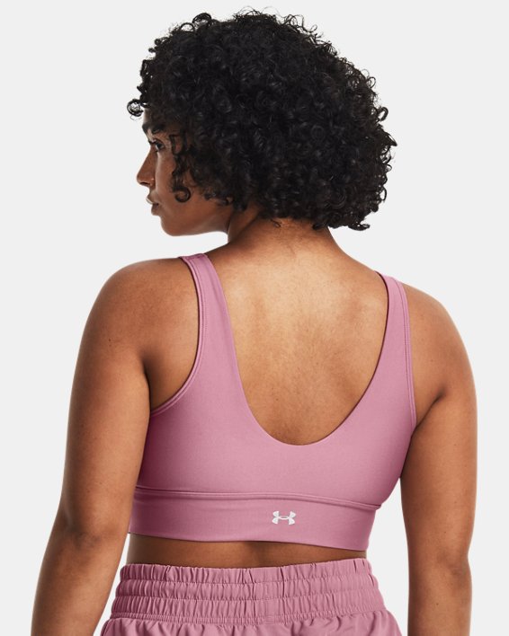 Women's UA Infinity Mid Pintuck Sports Bra in Pink image number 6